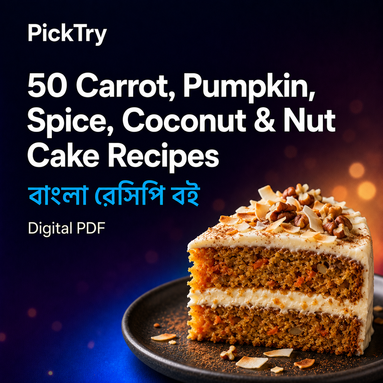 50 Carrot, Pumpkin, Spice, Coconut & Nut Cake Recipes – Bangla PDF